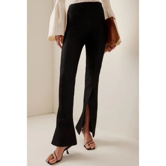 A.W.A.K.E. MODE Asymmetric Slit-Detailed Waffle Knit Pants Size 6 - Picture 3 of 15